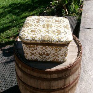 vtg Redmond 13 x12 vinyl mcm early american pattern lift top fill sewing gear